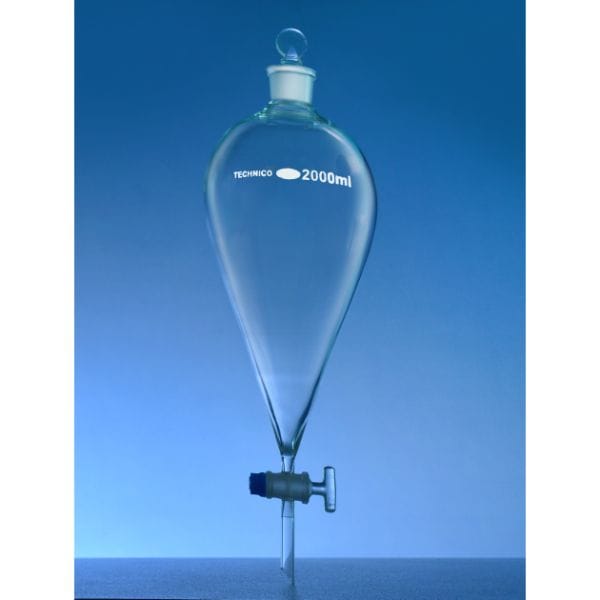 Funnel Separating Pear Shape With soild Stopcock And Interchangeable Stopper 125 ML