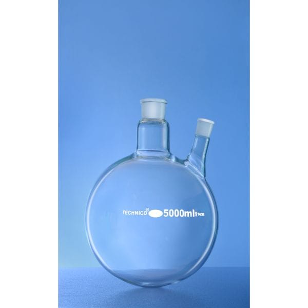 Flask Round Bottom Centre Neck 24:29 One Angled Side Neck 14:23 Interchangeable Joint 100 ML