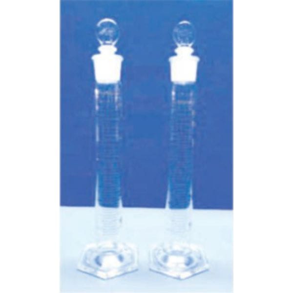 Cylinder Graduated Single Metric Scale With Penny Head IC Stopper with Hexagonal base Class B 500 ML