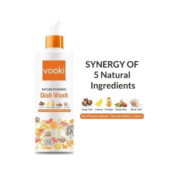 Nature Powered Dish Wash Liquid | No Preservatives & No Synthetic Colors|Vooki|